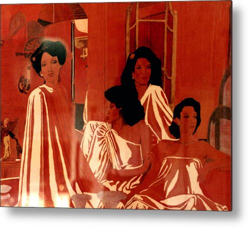 Women Metal Print featuring the painting Sisters We Are Family by Lee McCormick