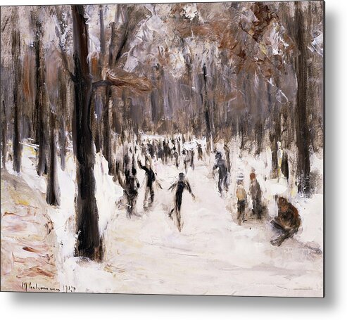 Tree Metal Print featuring the painting Skaters in the Tiergarten, Berlin by Max Liebermann
