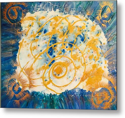 Mixed Media Metal Print featuring the painting Skittles Delight by Dottie Visker
