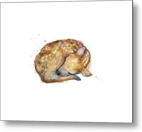 Fawn Metal Print featuring the painting Sleeping Fawn by Amy Hamilton
