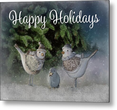 Seasonal Metal Print featuring the photograph Snow Birds - Happy Holidays by Teresa Wilson