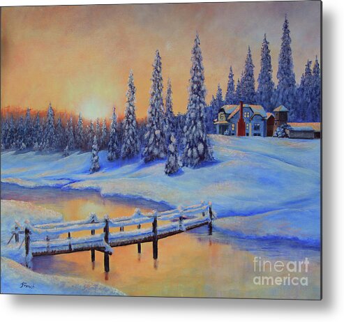Winter Metal Print featuring the painting Snow Home by Jeanette French