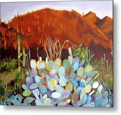 Sunset Metal Print featuring the painting Sonoran Sunset by Julie Todd-Cundiff