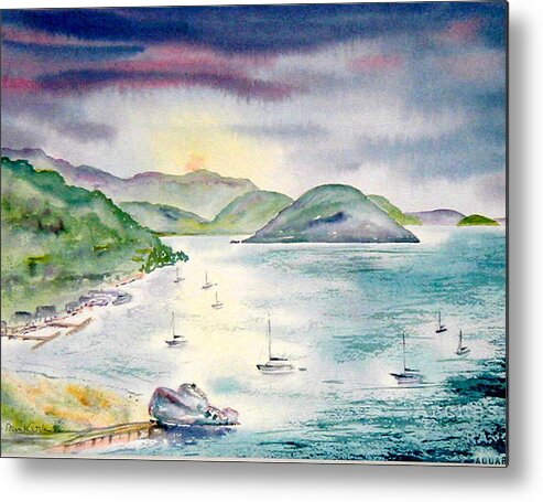 Tortola Metal Print featuring the painting Sopers Hole Sunset by Diane Kirk