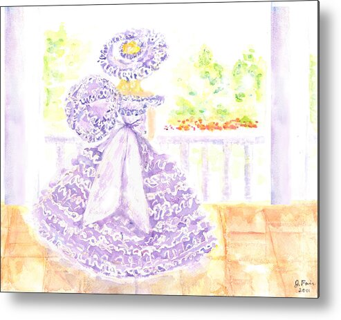  Metal Print featuring the painting Southern Belle in Lavender Dress by Jerry Fair