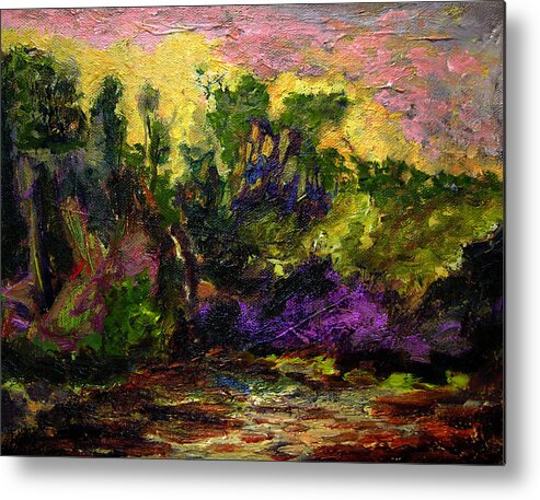 Impressionist Art For Sale Metal Print featuring the painting Southern Caribbean Mountains c. 6-25-13 by Julianne Felton