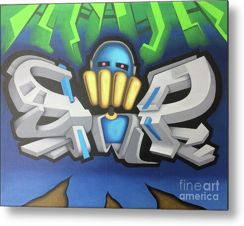 Abstract Acrylic Art Trade Brush Canvas Funk Graffiti Justice Letter Light Love Music Naked Paint Painting Sale Soul Woman Metal Print featuring the painting Sp 03 by Kevin J Graham