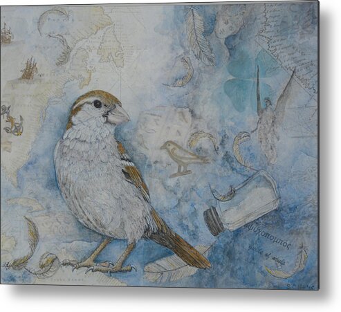 Sparrow Metal Print featuring the painting Sparrow Lore by Sandy Clift