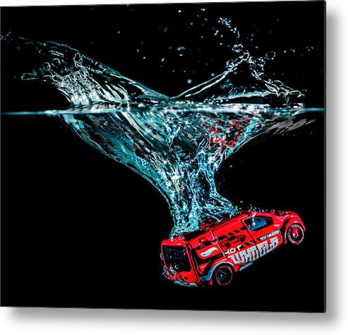 Water Metal Print featuring the photograph Splash Down by Nick Bywater