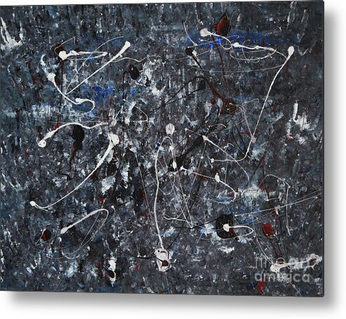 Splatter Metal Print featuring the painting Splattered - Grey by Jacqueline Athmann