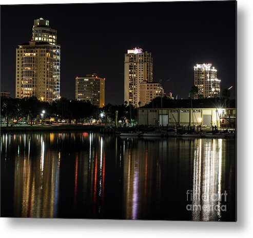 Art Metal Print featuring the photograph St. Pete at Night by Phil Spitze