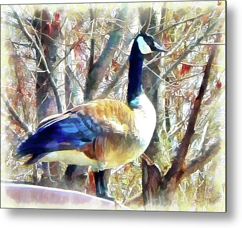 Canada Goose Metal Print featuring the digital art Standing Sentry by Leslie Montgomery