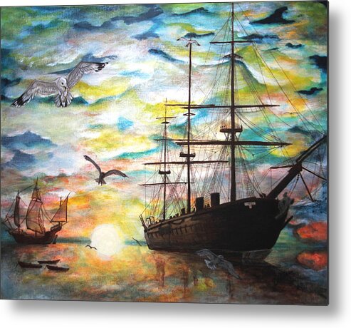 Ships Metal Print featuring the painting Starboard Flight by Vallee Johnson