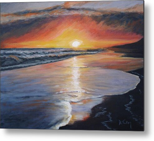 Beach Metal Print featuring the painting Stephanie's Sunset by Donna Tuten