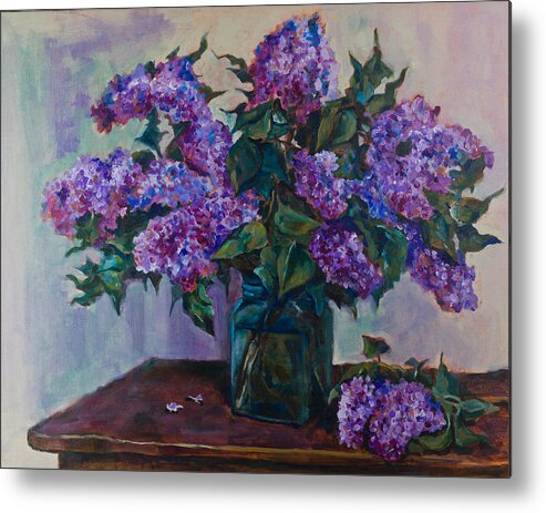 Flowers Metal Print featuring the painting Still life with lilac by Maxim Komissarchik