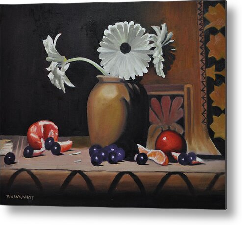 Still Life Metal Print featuring the painting Still Life with Orange by Phil Hopkins