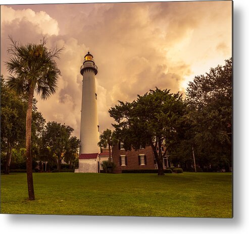 Architecture Metal Print featuring the photograph Storm Clouds over St. Simons Light by Chris Bordeleau