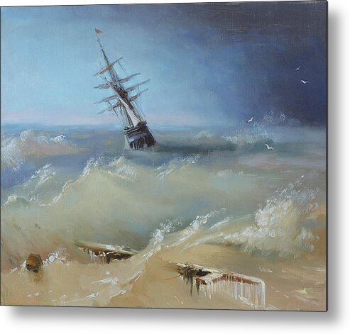 Russian Artists New Wave Metal Print featuring the painting Stormy Waters by Ilya Kondrashov