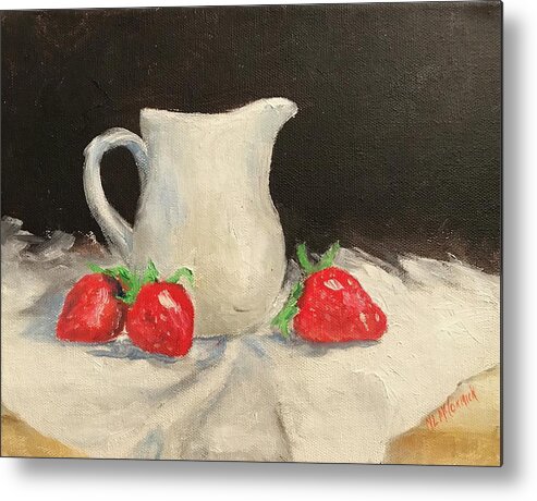 Fruit Metal Print featuring the painting Strawberries n' Cream by ML McCormick