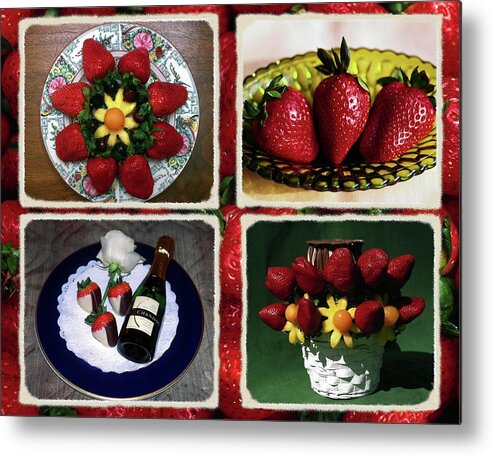 Strawberry Collage Metal Print featuring the photograph Strawberry Collage by Sally Weigand