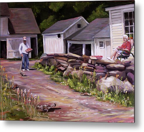 North Country Metal Print featuring the painting Strawberry Day by Nancy Griswold