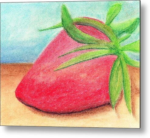 Strawberry Metal Print featuring the pastel Strawberry by Martin Valeriano