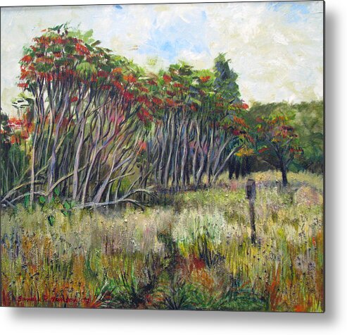 Fall Metal Print featuring the painting Sumac Fall by Art Nomad Sandra Hansen