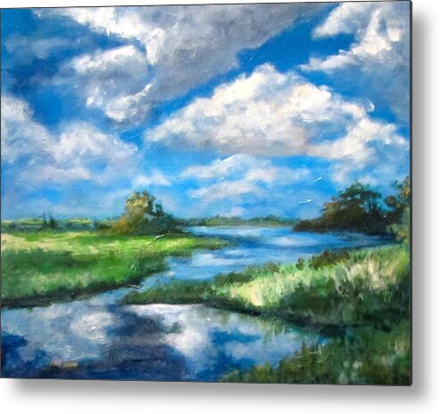 Sky Metal Print featuring the painting Summer Clouds by Barbara O'Toole