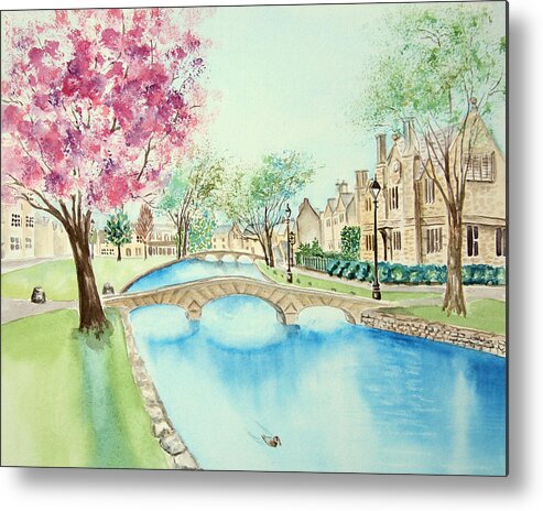 Villages Metal Print featuring the painting Summer in Bourton by Elizabeth Lock