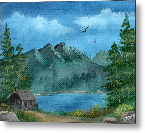 Landscape Metal Print featuring the painting Summer in the Mountains by Sheri Keith