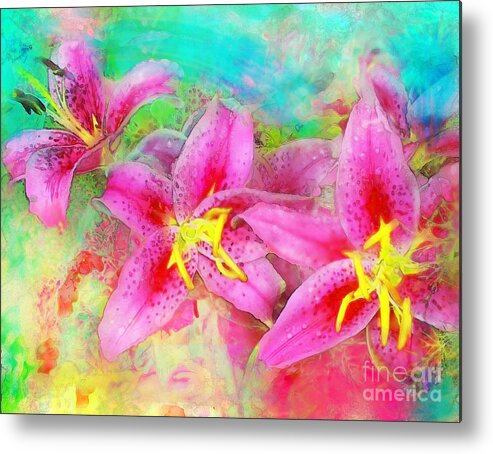 Floral Metal Print featuring the digital art Summer rain by Gina Signore