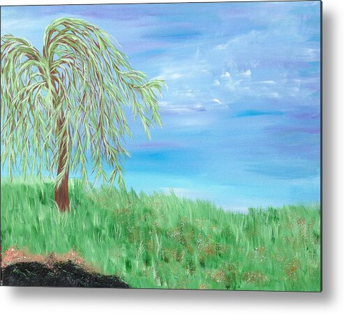 Willow Metal Print featuring the painting Summer Willow by Angie Butler