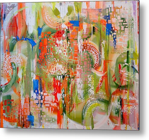 Abstract Metal Print featuring the painting Summertime by Theresa Marie Johnson