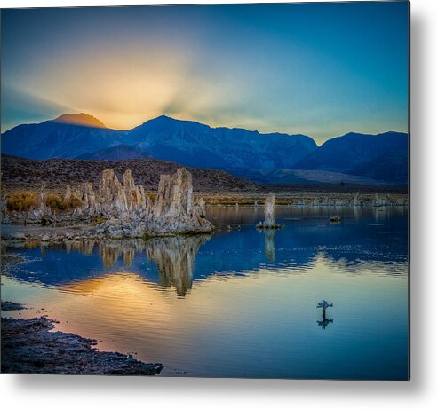 Formation Metal Print featuring the photograph Sun Rays at Mono Lake by Rikk Flohr