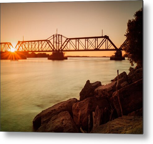 Canadian National Railway Metal Print featuring the photograph Sunbeams through Iron work over the Niagara by Chris Bordeleau