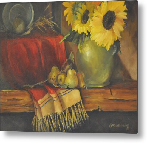 Still Life Metal Print featuring the painting Sunflowers of Santa Fe by Kathleen Marshall McConnell