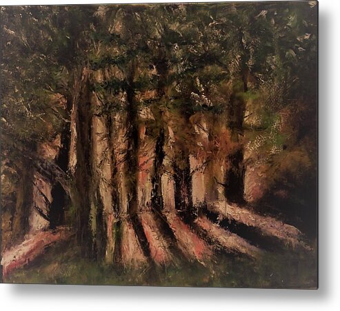 Trees Metal Print featuring the painting Sunlit Forest by Stephen King