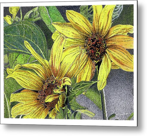 Sunflowers Metal Print featuring the mixed media Sunny Daze by Louise Howarth