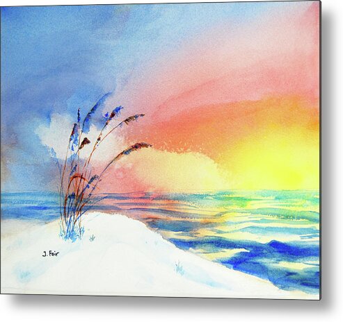 Beach Metal Print featuring the painting Sunset at Orange Beach by Jerry Fair