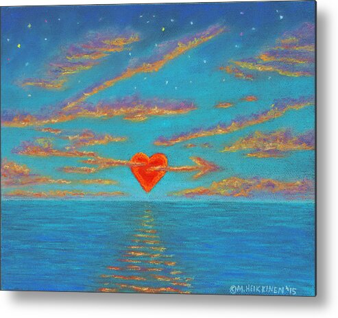 Holiday Metal Print featuring the pastel Sunset Heart 01 by Michael Heikkinen
