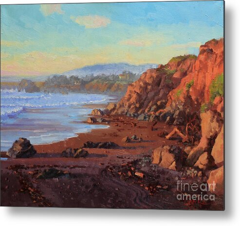 Sunset On Cambria Ca Metal Print featuring the painting Sunset on Cambria CA by Gary Kim