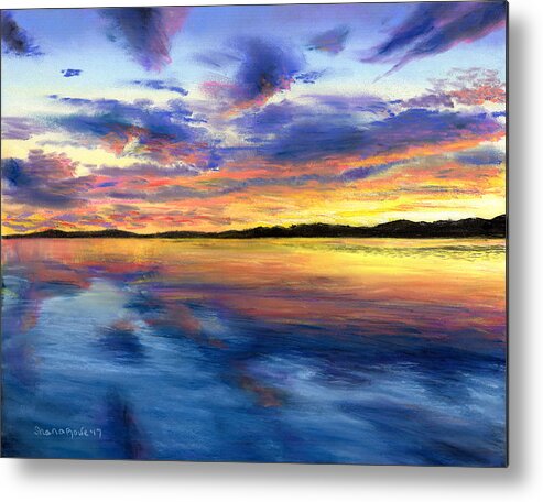 Maine Metal Print featuring the drawing Sunset on Snow Pond by Shana Rowe Jackson