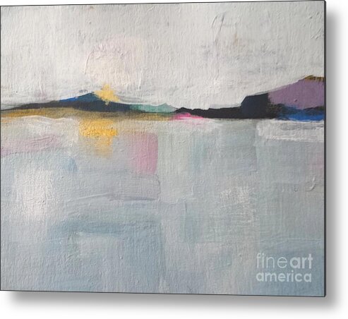 Abstract Metal Print featuring the painting Sunshine on Blue Lake by Vesna Antic