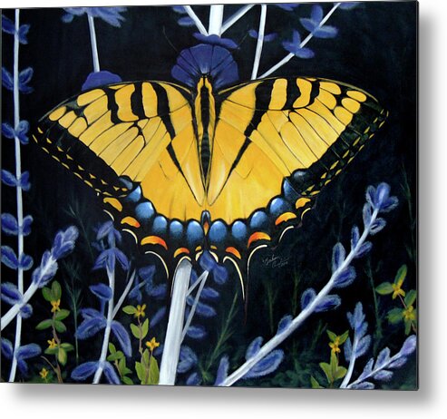 Swallowtail On Sage Metal Print featuring the painting Swallowtail Butterfly by Barbara Andrews