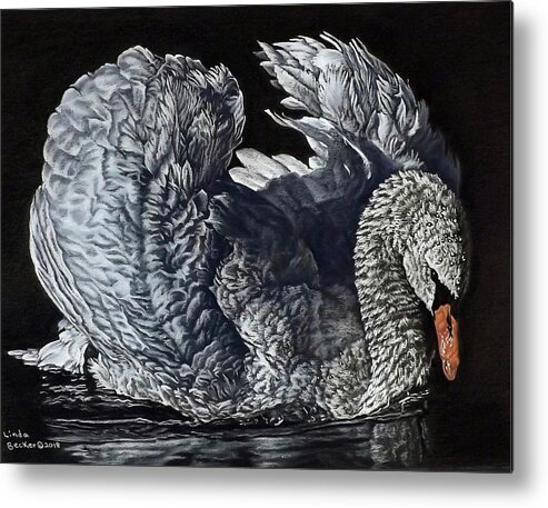 Swan Metal Print featuring the painting Swan #2 by Linda Becker