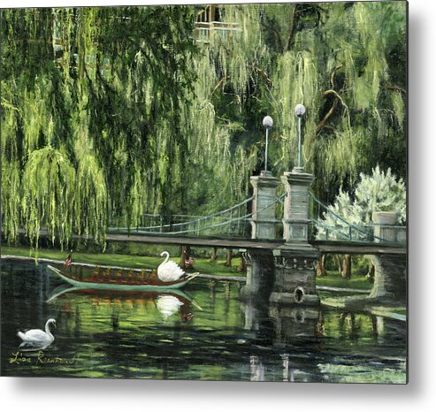 Boston Metal Print featuring the painting Swan Boats by Lisa Reinhardt