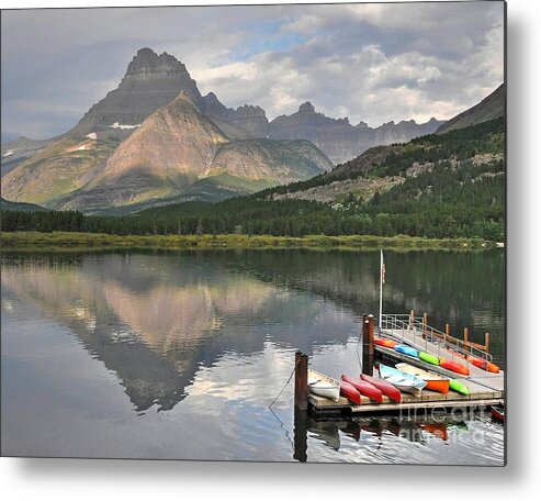Glacier National Park Metal Print featuring the photograph Swiftcurrent Lake Reflection by Steve Brown