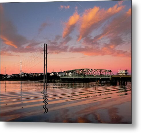 Ine Art Photography Metal Print featuring the photograph Swing Bridge at Sunset, Topsail Island, North Carolina by John Pagliuca