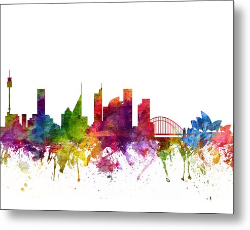 Sydney Metal Print featuring the drawing Sydney Australia Cityscape 06 by Aged Pixel