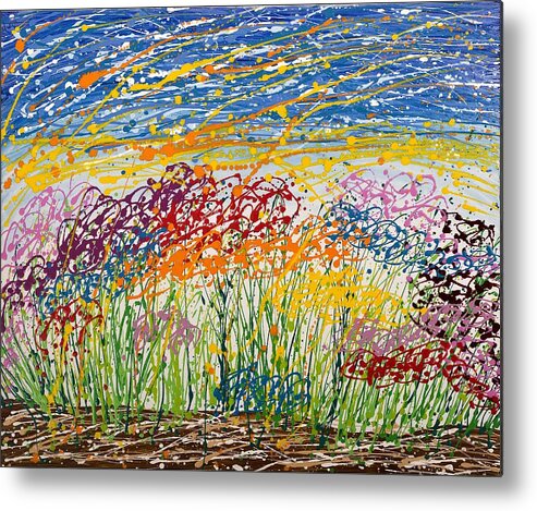 Flower Metal Print featuring the painting Symphony of Flowers by Hagit Dayan